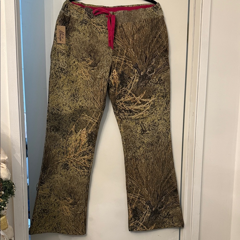 NWT Camouflage Print Pants with Red Drawstring